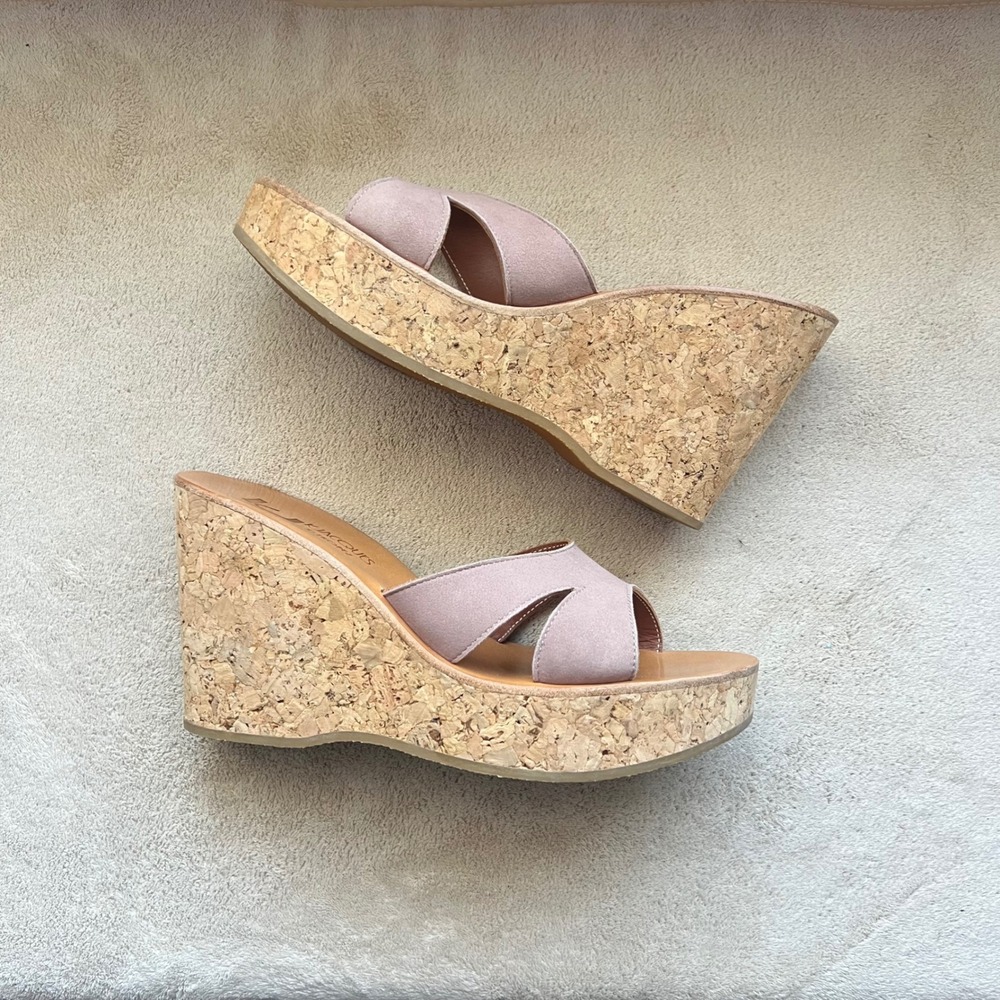 K. Jacques St.‎ Tropez Women 9-9.5 EU 40 Mauve Taupe Suede Wedge Platform Sandal